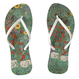 Chinelos Jardim fazenda Girassóis por Gustav Klimt Paintin