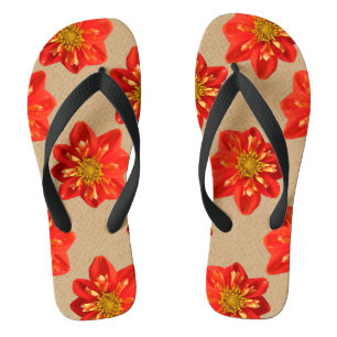 Chinelos Jardim Floral Laranja Dahlia Flor