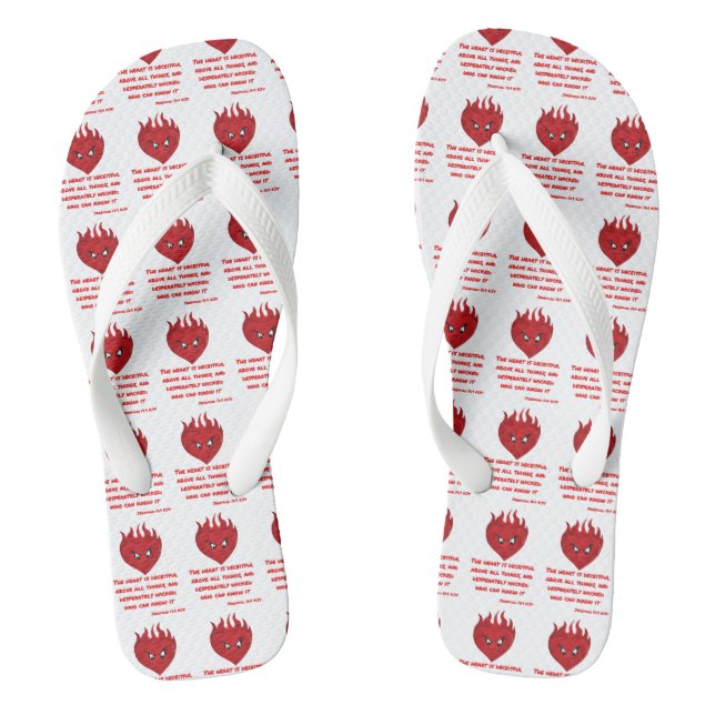 Chinelos Jeremiah 17:9 KJV - Escritura de Bíblia All-Over U (Pé da cama)