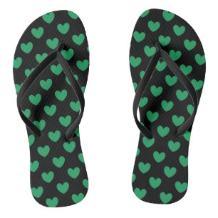 Chinelos Kelly Green Polka Hearts em preto