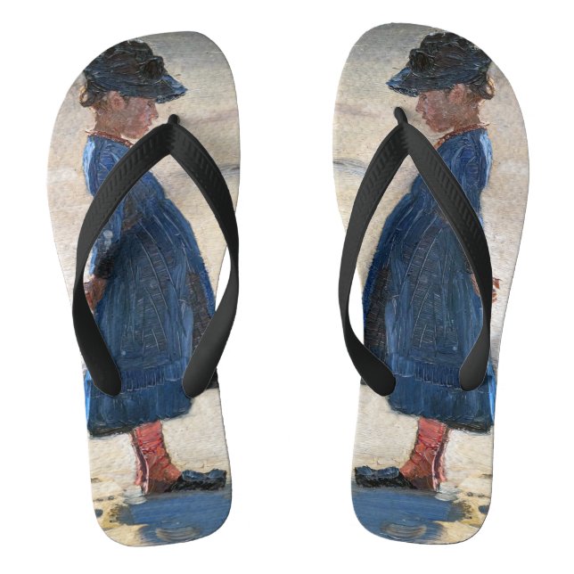 Chinelos Kroyer - Menina parada em Skagen Beach (Pé da cama)