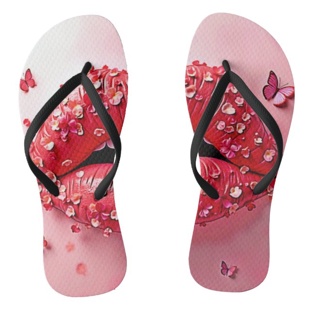 Chinelos Lábios Floridos: Beijo de Borboleta Floral (Pé da cama)