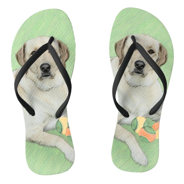 Chinelos Labrador Amarelo - Impressão de Retriever e Tênis (Pé da cama)