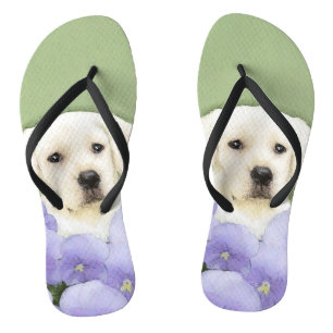 Chinelos Labrador Retriever Puppy Pintura Original