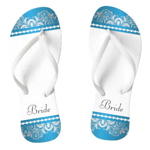 Chinelos Lace branco, azul e prata   Festa de casamento