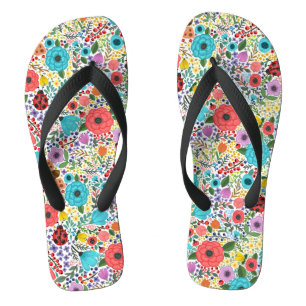 Chinelos Lady Bugs e Flores