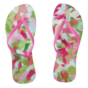 Chinelos Lamas cor-de-rosa e verdes