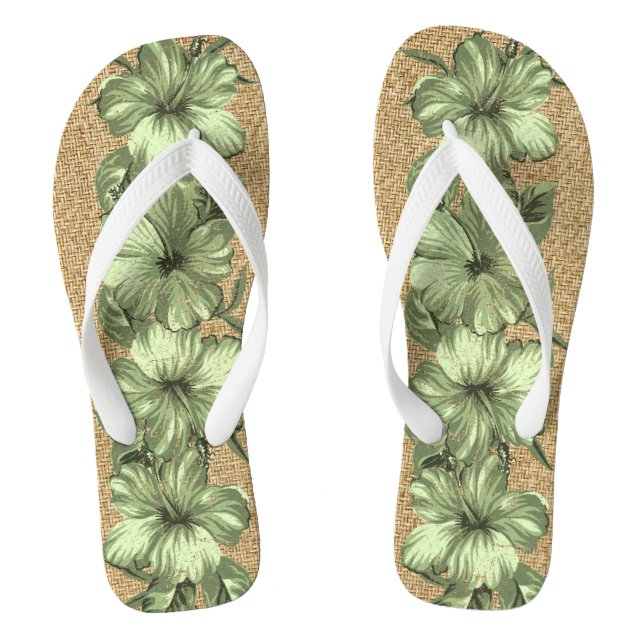 Chinelos Lanai - Hibiscus Havaiano em Descanso - Verde (Pé da cama)