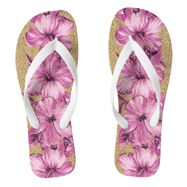 Chinelos Lanai - Hibiscus Havaiano em Difusão - Rosa (Pé da cama)