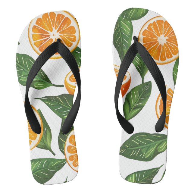 Chinelos Laranja Fruta Botânica Citrus Sem Costura (Pé da cama)