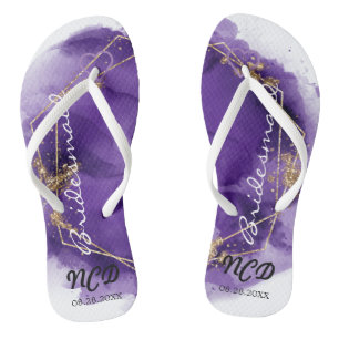 Chinelos Lavanda Roxa Dourada Bridesmaid Favor Monograma