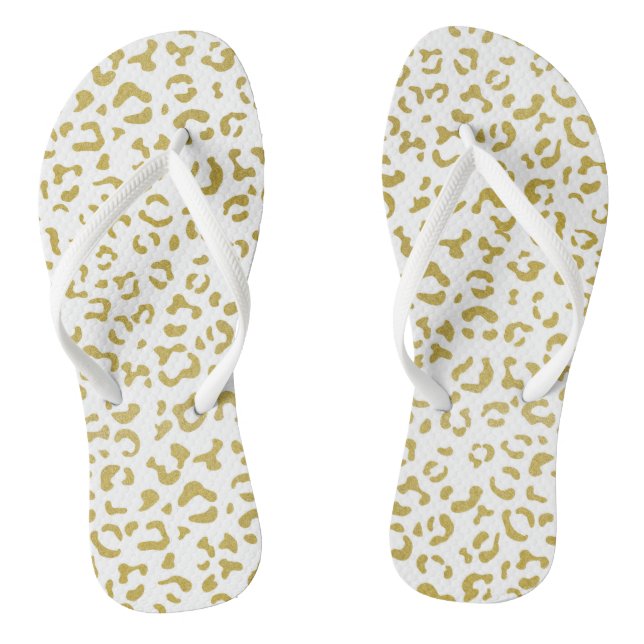 Chinelos Leopardo Dourado, Brilho Dourado, Impressão Leopar (Pé da cama)