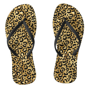 Chinelos Leopardo Dourados
