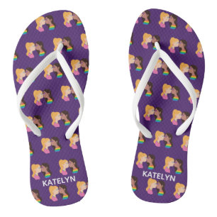 Chinelos Lésbica Beijo Orgulho gay Roxo Monograma LGBTQ