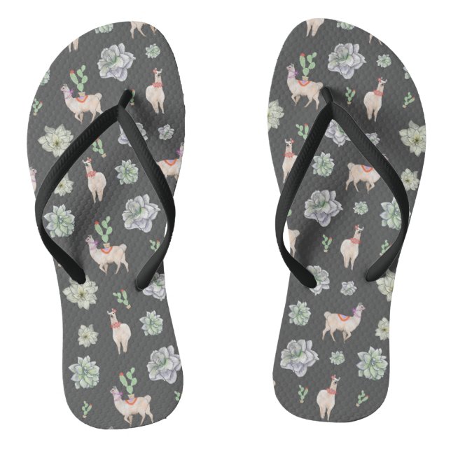 Chinelos Lhamas no deserto com cactos e amarillis (Pé da cama)