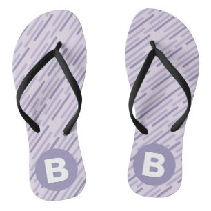 Chinelos Lilás Moderno Roxo Listras Diagonais Monograma