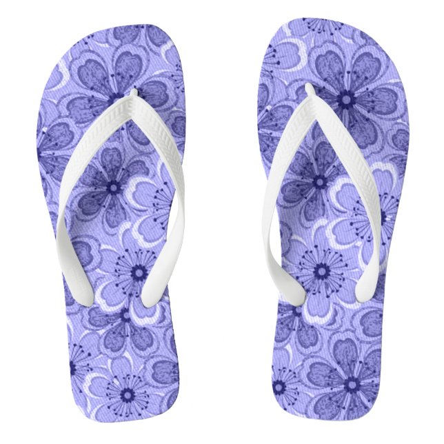 Chinelos Linha Floral Arte Branco N Roxo (Pé da cama)