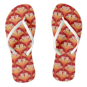 Chinelos Lírio Art Déco, Laranja Tangerina e Dourado