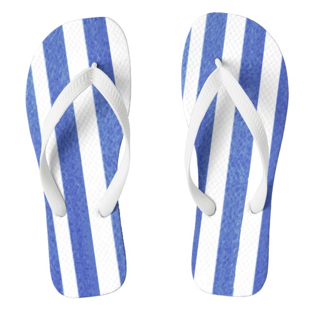Chinelos listra azul de aquarela em branco (Pé da cama)