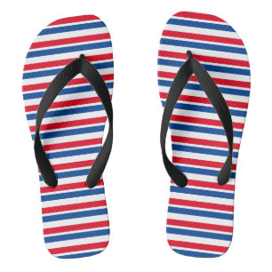 Chinelos Listrado de Vermelho, Branco e Azul