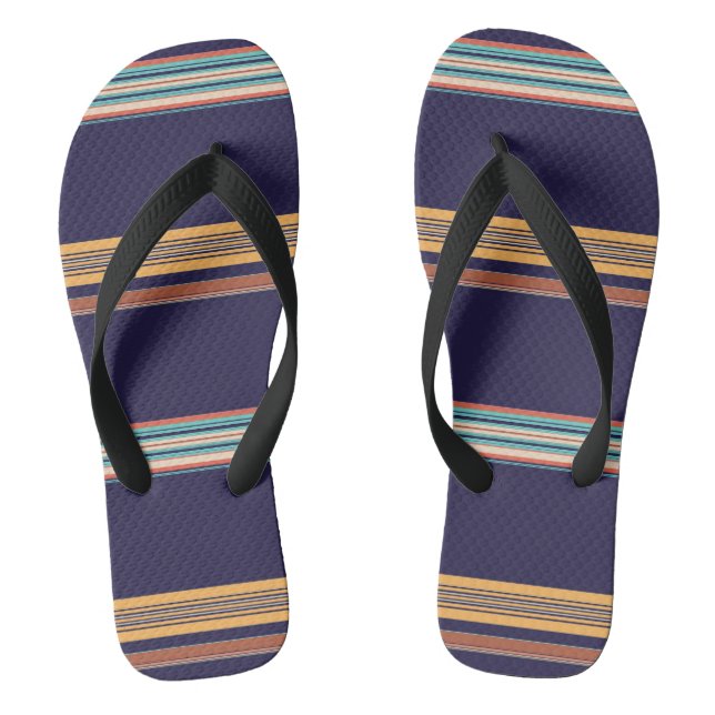 Chinelos Listras azuis retrô fofas (Pé da cama)