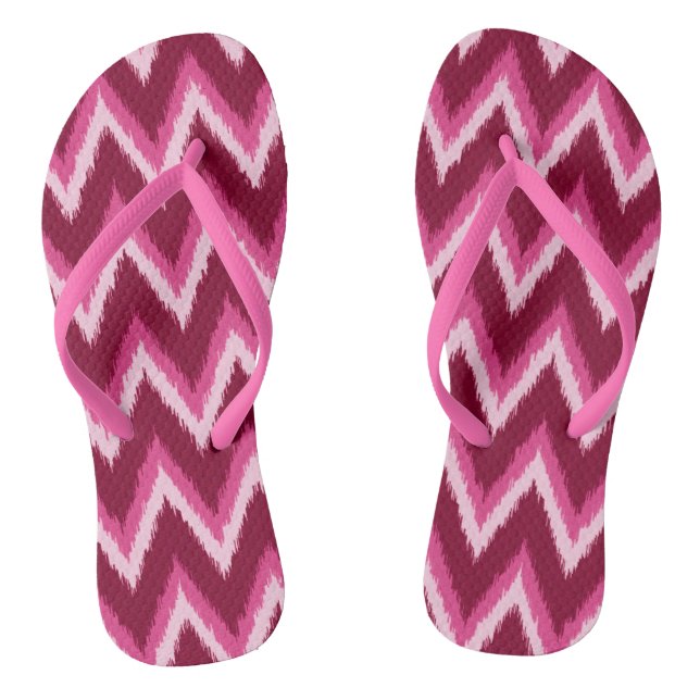 Chinelos Listras de Chevron Ikat - Burqundy, Rosa e Rosa Cl (Pé da cama)