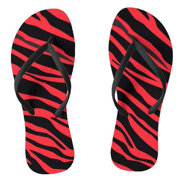 Chinelos Listras de Zebra Vermelhas (Pé da cama)