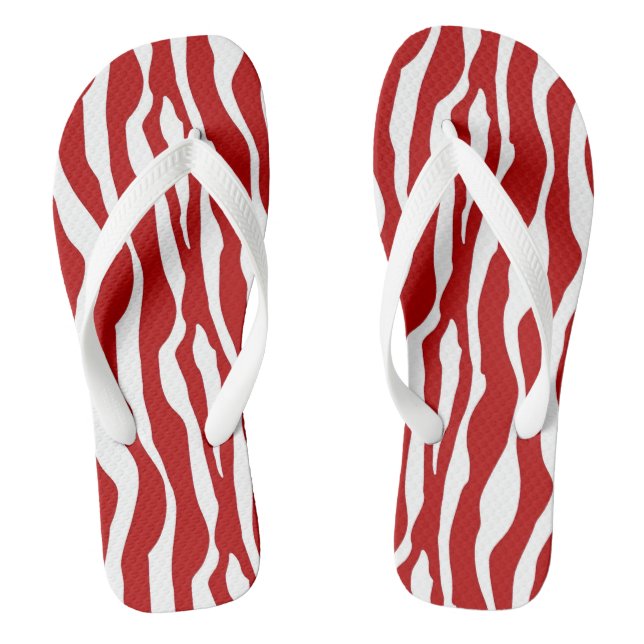 Chinelos Listras de zebra - Vermelho Intenso e Branco (Pé da cama)