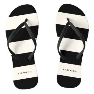 Chinelos Listras Negras e Esbranquiçadas Clássicas com Nome