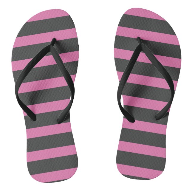 Chinelos Listras Rosa e Cinza (Pé da cama)