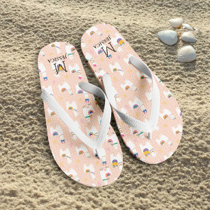 Chinelos Llama Llama Cute Llama Patterno a rosa