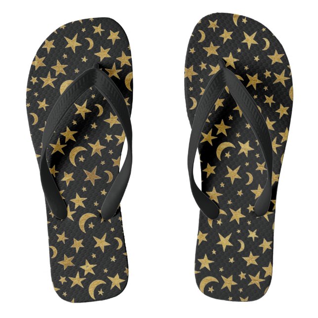 Chinelos Luas Douradas e Estrelas (Pé da cama)