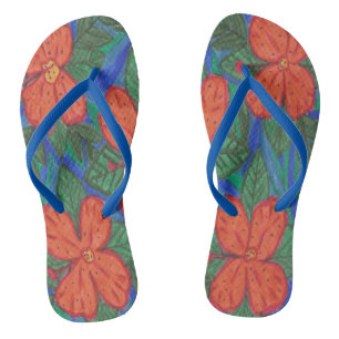 Chinelos Luau Hibiscus Impressão Floral Flip-Flops