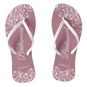 Chinelos Lugar Branco sobre Casamento de Bridesmaid com Ros