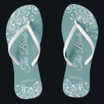 Chinelos Lugar Branco sobre o Casamento da Noiva Elegante S<br><div class="desc">Dance a noite fora com essas belas chinelos de casamento. Projetados para a noiva, eles apresentam um design simples, mas elegante, com letras de rico em fundo lacrimogêneo e curvas e espirais de rendas brancas. Uma bela maneira de se manter rico e apropriado enquanto dá uma pausa nos pés depois...</div>