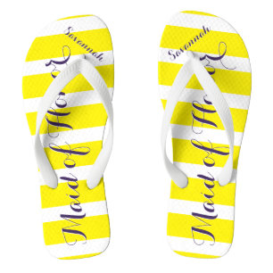 Chinelos Madrinha de casamento personalizada Amarelo roxo q