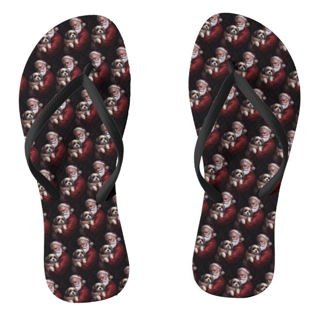 Chinelos Malti Tzu Com Papai Noel Natal Festivo (Pé da cama)