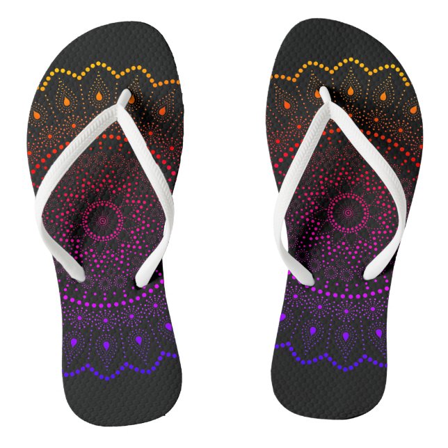 Chinelos Mandala de Pontos com Arco-íris Boêmio (Pé da cama)