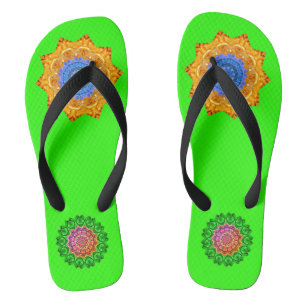 Chinelos Mandala Magic Chakra Melhorando Verde Brilhante