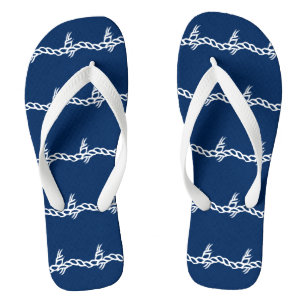 Chinelos Marinho Blue White rope waves