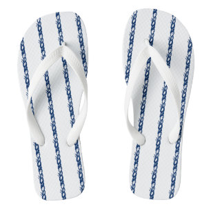 Chinelos Marinho de cabos náuticos Padrão branco azul