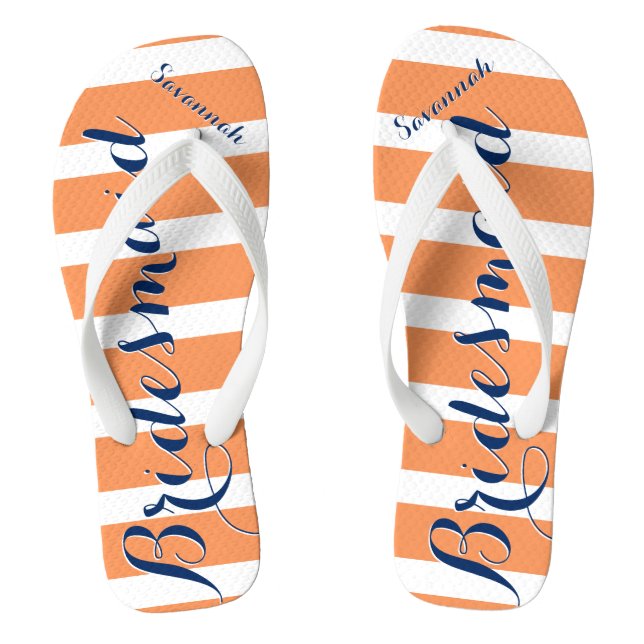 Chinelos Marinho e coral personalizados (Pé da cama)