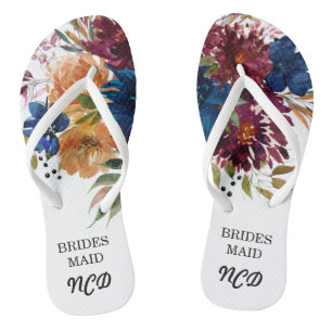 Chinelos Marinho Marsala Orange Floral Bridesmaid Favor