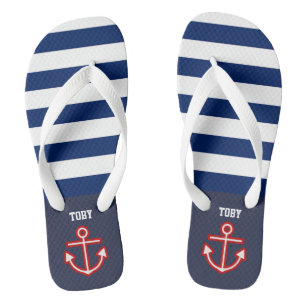 Chinelos Marinho Náutico Personalizado - Linhas brancas