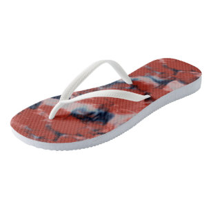 Chinelos Mármore vermelho branco e azul