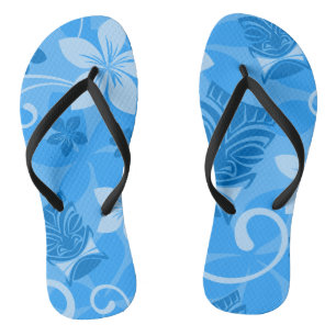 Chinelos Máscaras de Tiki Tropical Azul Havaiano