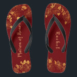 Chinelos Matrimônio do Honor Dark Burgundy Dourado Padrão d<br><div class="desc">Esta maravilhosa e escura matriz de folhagem dourada de chinelos de honra tem um fundo burguês escuro que é adornada com um intrincado padrão floral de ouro verde e uma personalizável tipografia moderna. A combinação da burgundia rica com o ouro shimmering cria uma estética elegante e luxuosa. É um belo...</div>