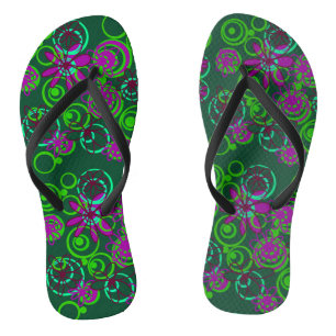 Chinelos Mazipoodles Floral Bolhas Verdes Roxo