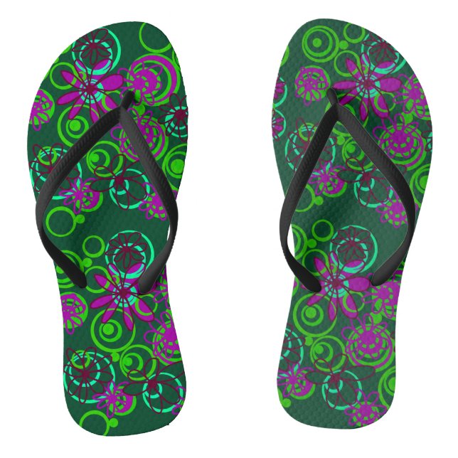 Chinelos Mazipoodles Floral Bolhas Verdes Roxo (Pé da cama)