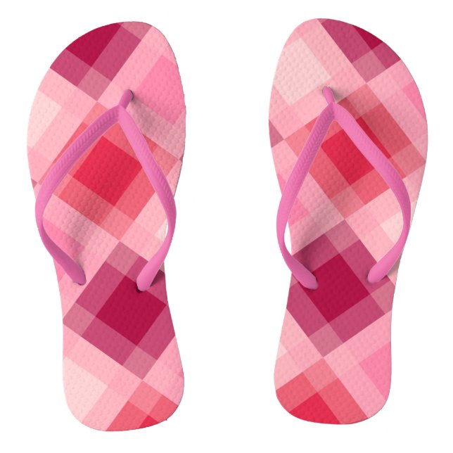 Chinelos Mega xadrez do século médio - rosa e vinho (Pé da cama)